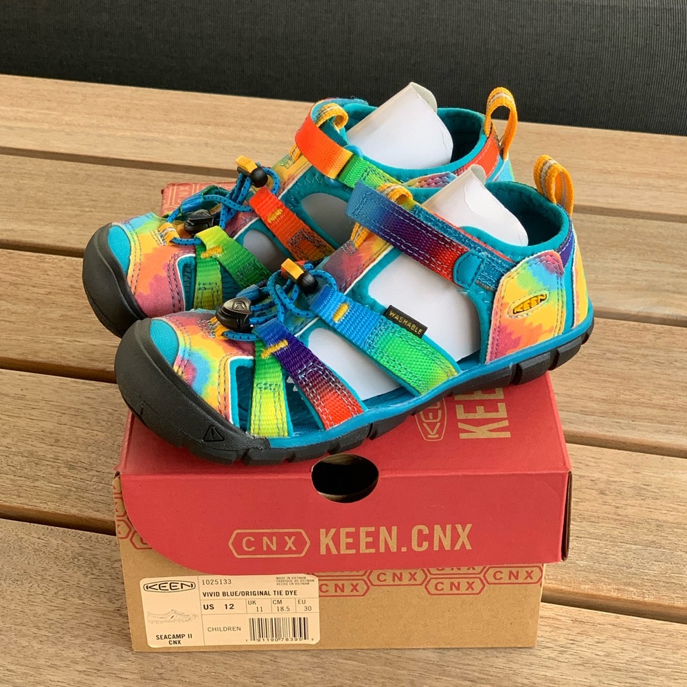 *NIB* KEEN SEACAMP II CNX  unisex KIDS sz 12 - VIVID BLUE/ORIGINAL TIE DYE